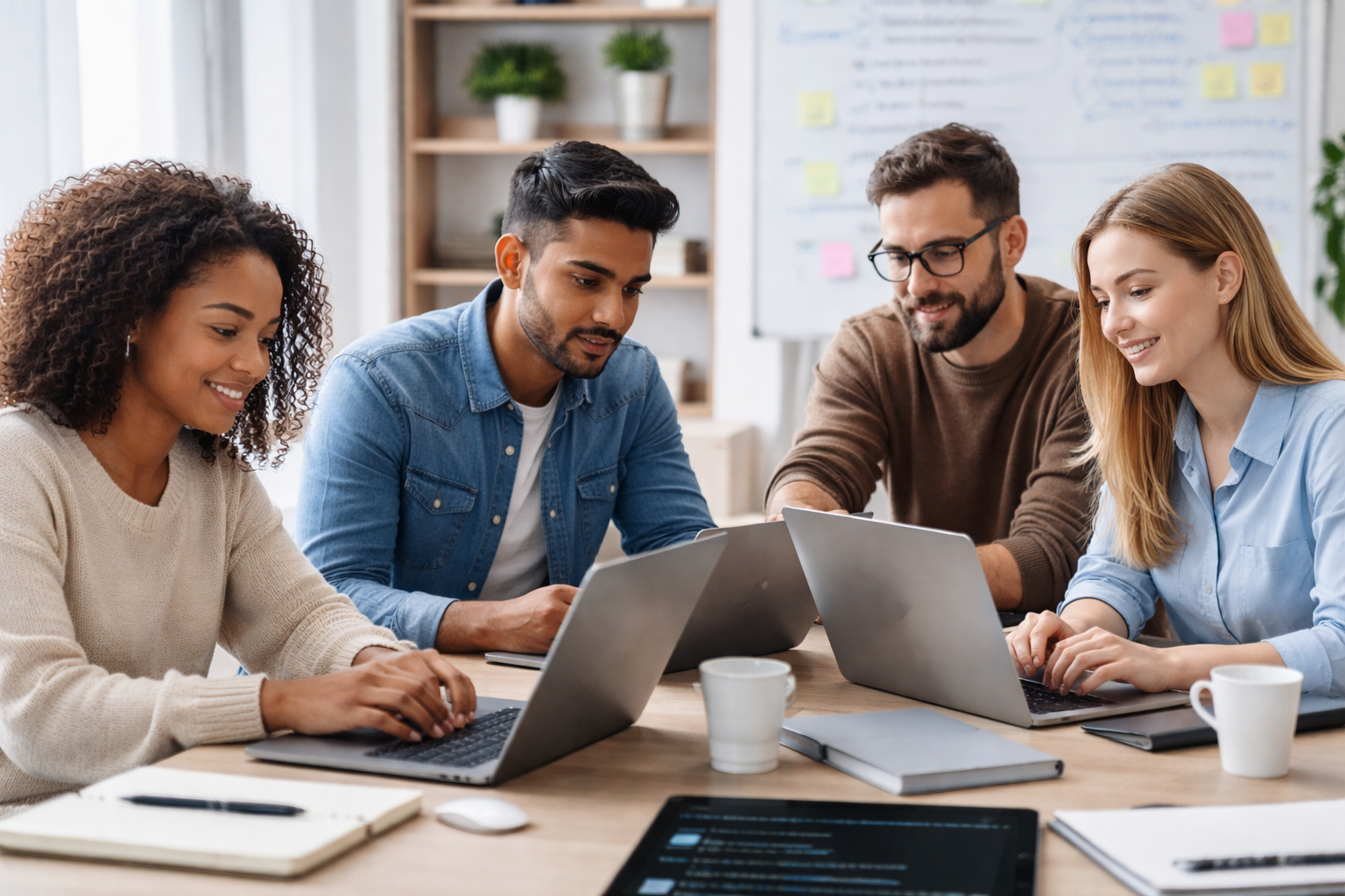 Learners collaborating on digital skills training